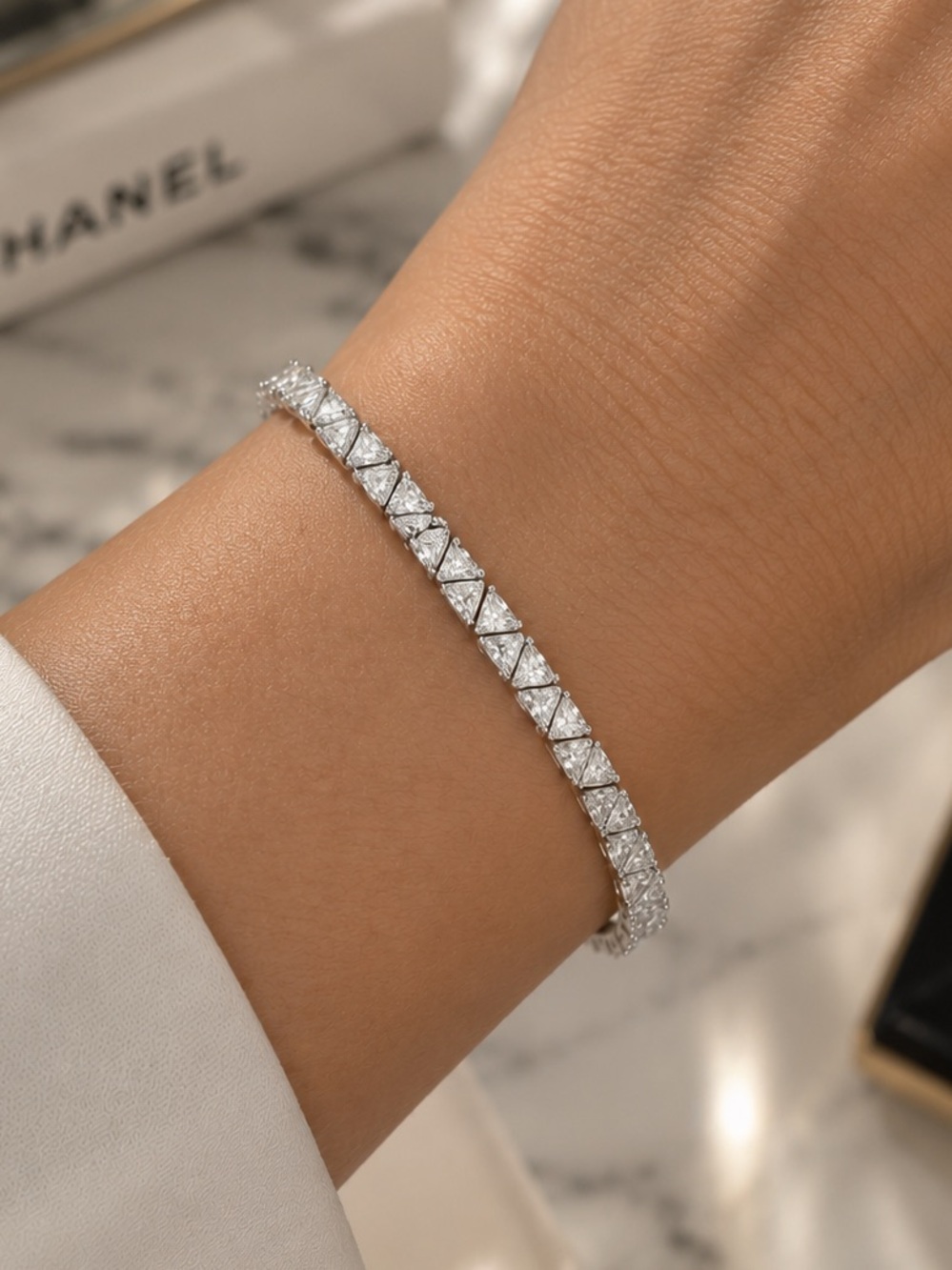 18k 13ct Trillion Tennis Bracelet